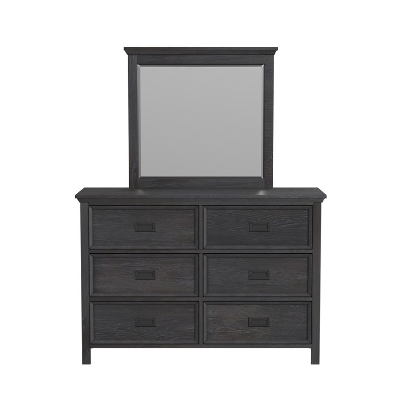Picket House Furnishings Brooklyn Kids Dresser and Mirror Set in Charcoal