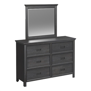 Picket House Furnishings Brooklyn Kids Dresser and Mirror Set in Charcoal