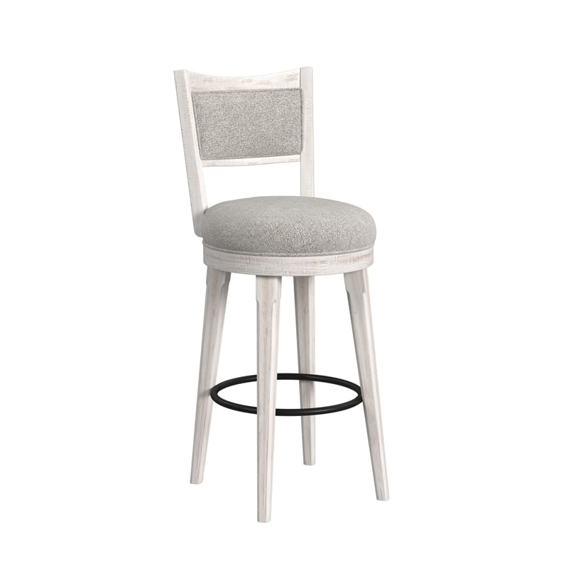 Westwood Swivel Bar Stool with Grey Fabric in Rustic White (2 Per Carton)