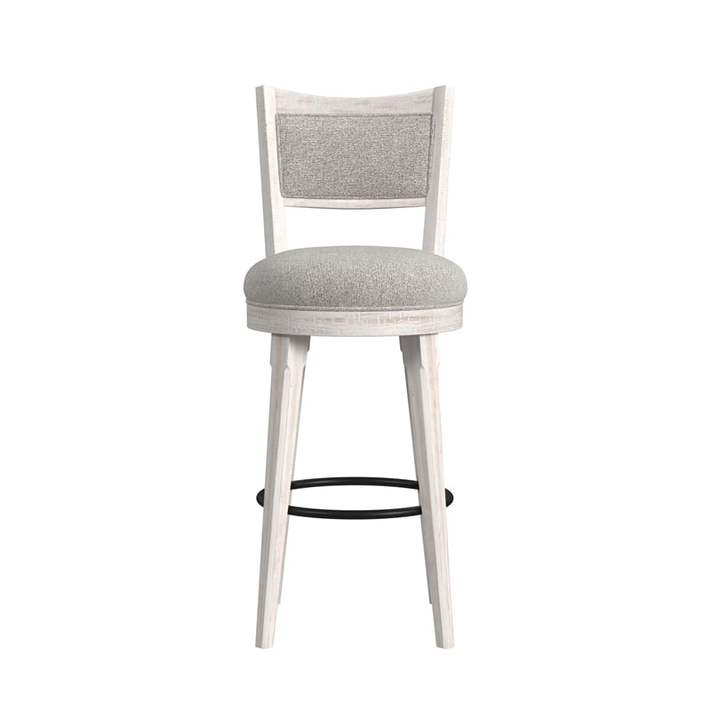 Westwood Swivel Bar Stool with Grey Fabric in Rustic White (2 Per Carton)
