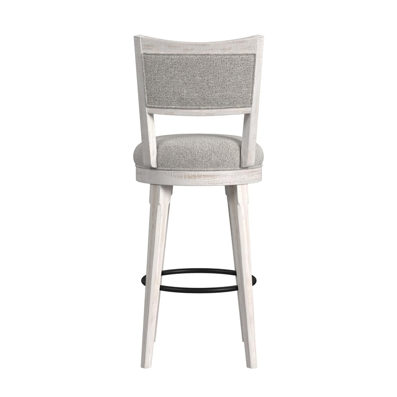 Westwood Swivel Bar Stool with Grey Fabric in Rustic White (2 Per Carton)