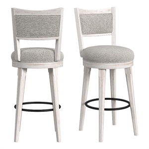 Westwood Swivel Bar Stool with Grey Fabric in Rustic White (2 Per Carton)