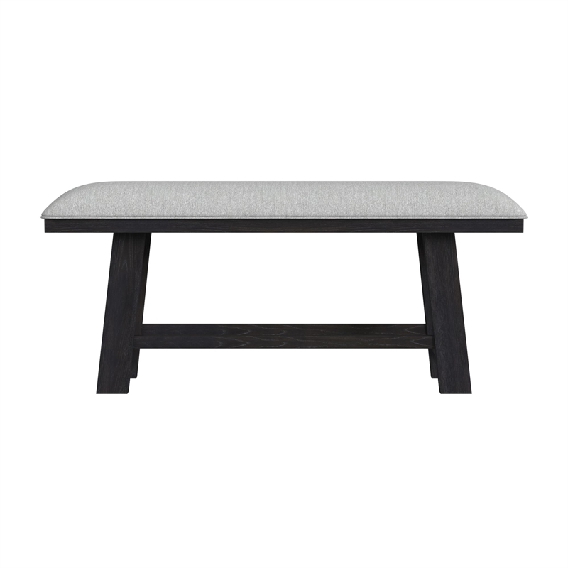 Pinnacle Counter Bench with Light Grey Fabric in Charcoal