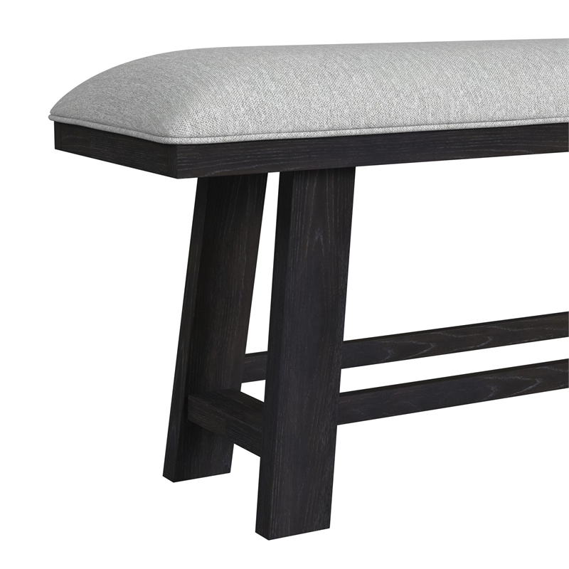Pinnacle Counter Bench with Light Grey Fabric in Charcoal