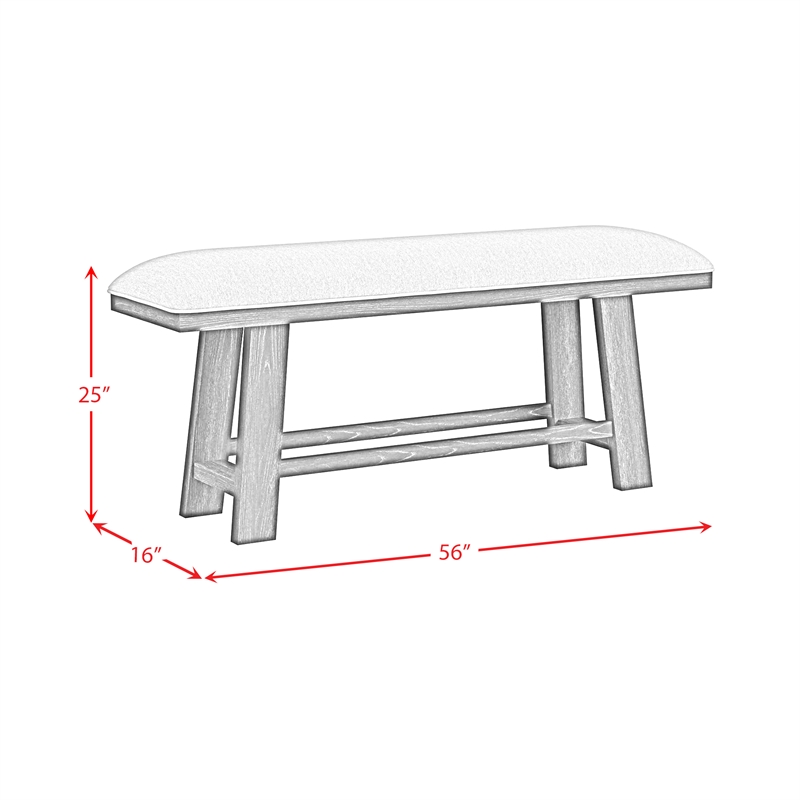 Pinnacle Counter Bench with Light Grey Fabric in Charcoal