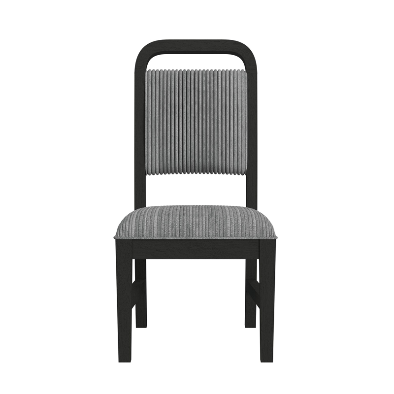 Woodridge  Dining Side Chair with Grey Fabric in Black with Grain (2 Per Carton)