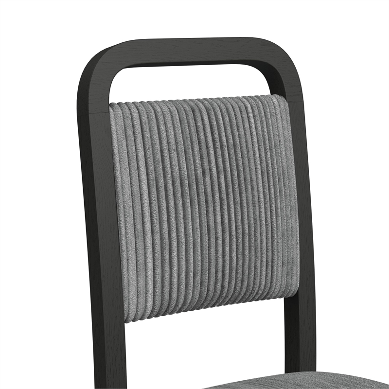 Woodridge  Dining Side Chair with Grey Fabric in Black with Grain (2 Per Carton)