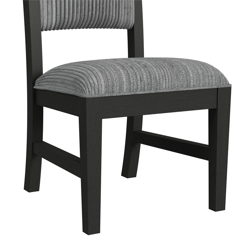 Woodridge  Dining Side Chair with Grey Fabric in Black with Grain (2 Per Carton)