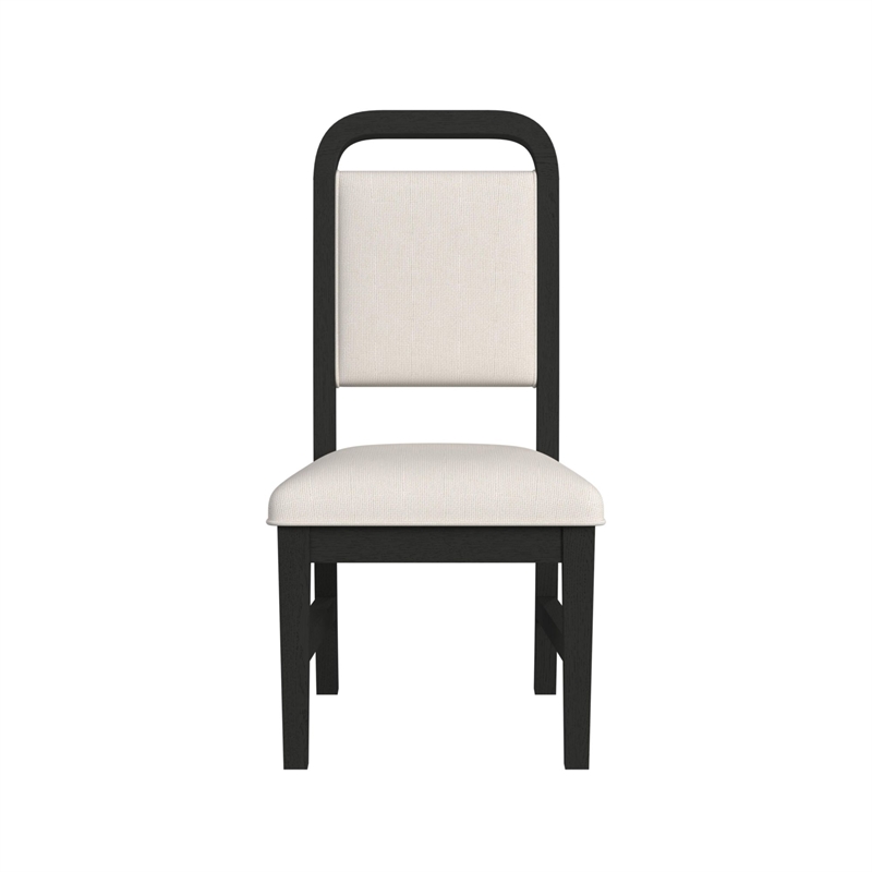 Woodridge  Dining Side Chair with WhiteFabric in Black with Grain (2 Per Carton)