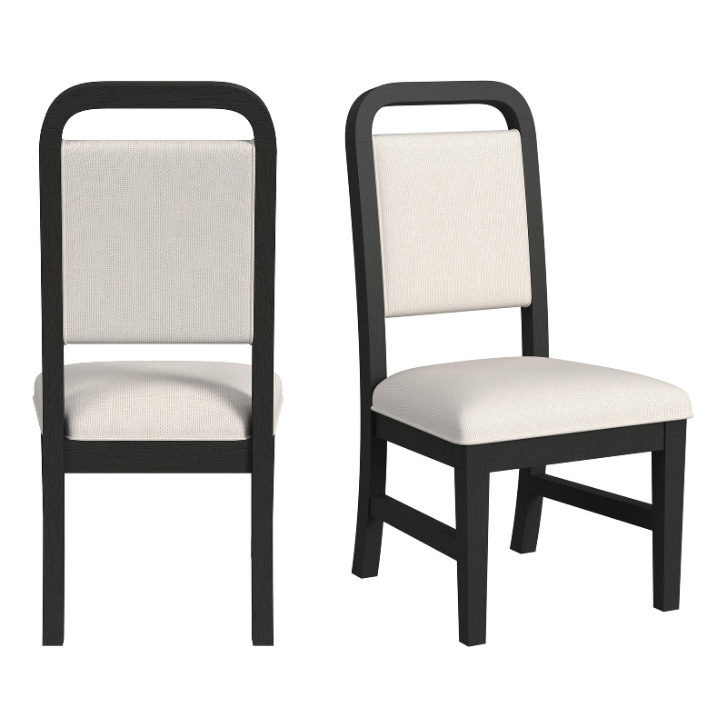 Woodridge  Dining Side Chair with WhiteFabric in Black with Grain (2 Per Carton)