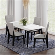 Megan Dining Side Chair with Grey Fabric in Black (2 Per Carton)