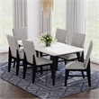 Megan Dining Side Chair with Grey Fabric in Black (2 Per Carton)