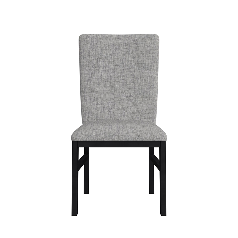 Megan Dining Side Chair with Grey Fabric in Black (2 Per Carton)