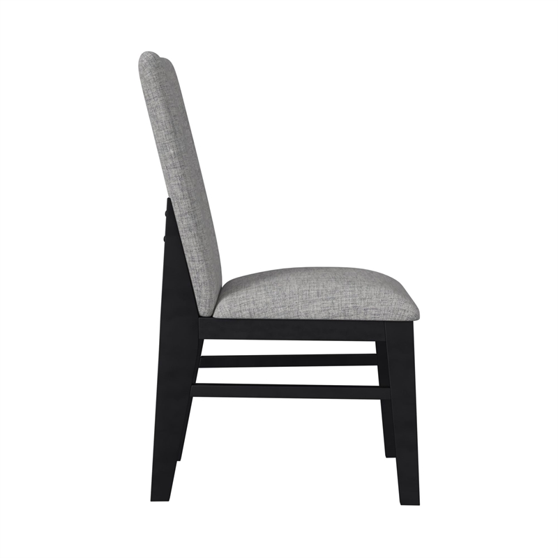 Megan Dining Side Chair with Grey Fabric in Black (2 Per Carton)