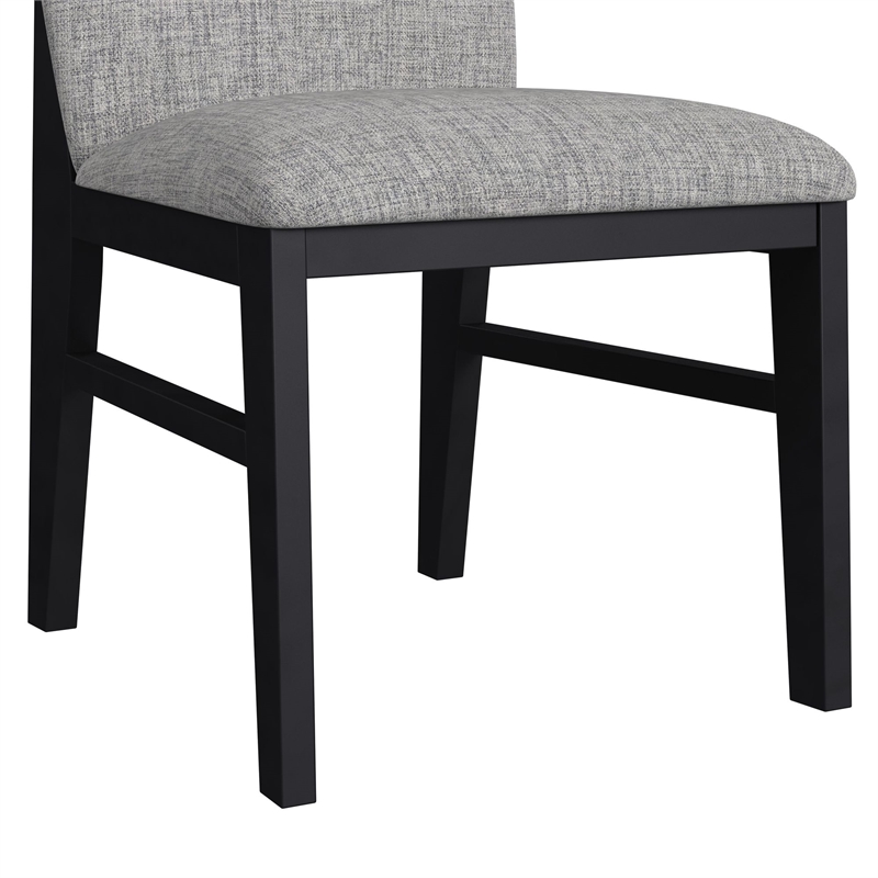Megan Dining Side Chair with Grey Fabric in Black (2 Per Carton)