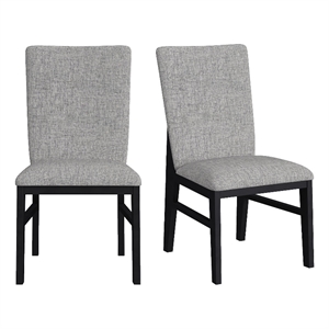 Megan Dining Side Chair with Grey Fabric in Black (2 Per Carton)
