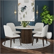 Sutton Dining Side Chair with White Fabric in Dark Brown (2 Per Carton)