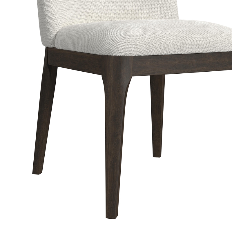 Sutton Dining Side Chair with White Fabric in Dark Brown (2 Per Carton)