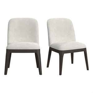 Sutton Dining Side Chair with White Fabric in Dark Brown (2 Per Carton)