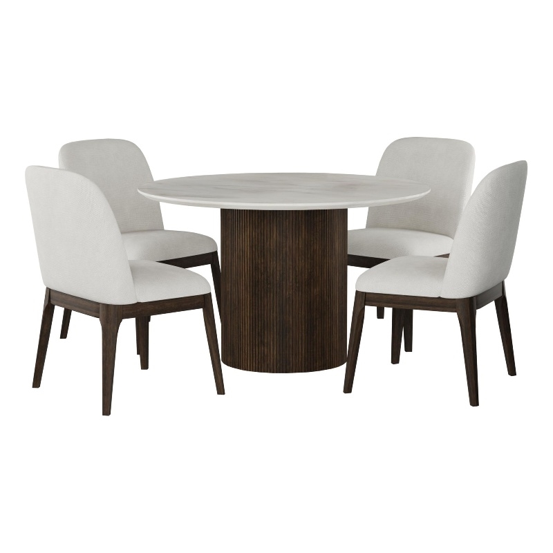 Sutton 5PC Standard Height Dining Set in Dark Brown Round Table and Four Chairs