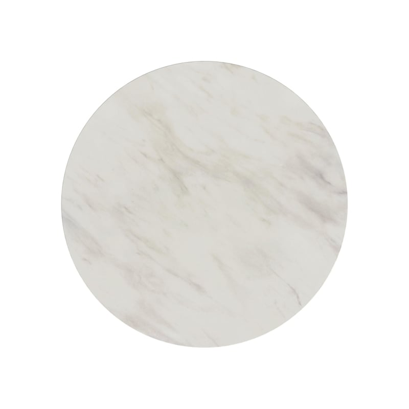 Sutton Round Dining Table with White Faux Marble Top in Dark Brown