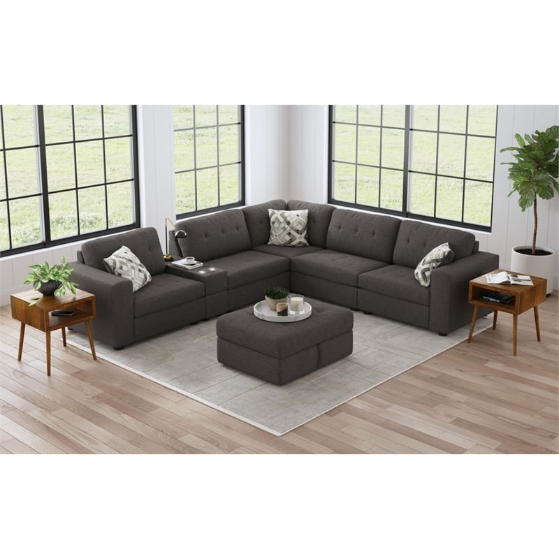 Harleigh 7PC Living Room Set in Palmer Plus Ash