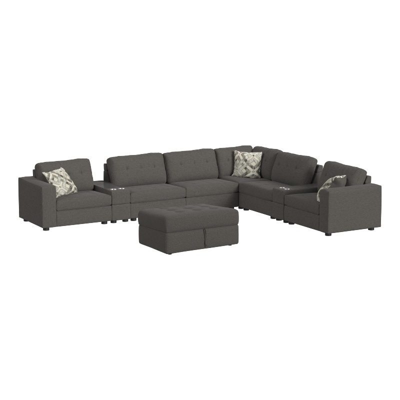 Harleigh 9PC Living Room Set in Palmer Plus Ash