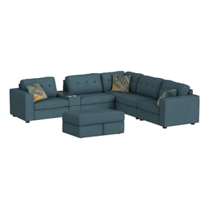Harleigh 7PC Living Room Set in Palmer Plus Teal