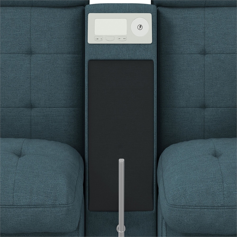 Harleigh 8PC Living Room Set in Palmer Plus Teal with Media Console