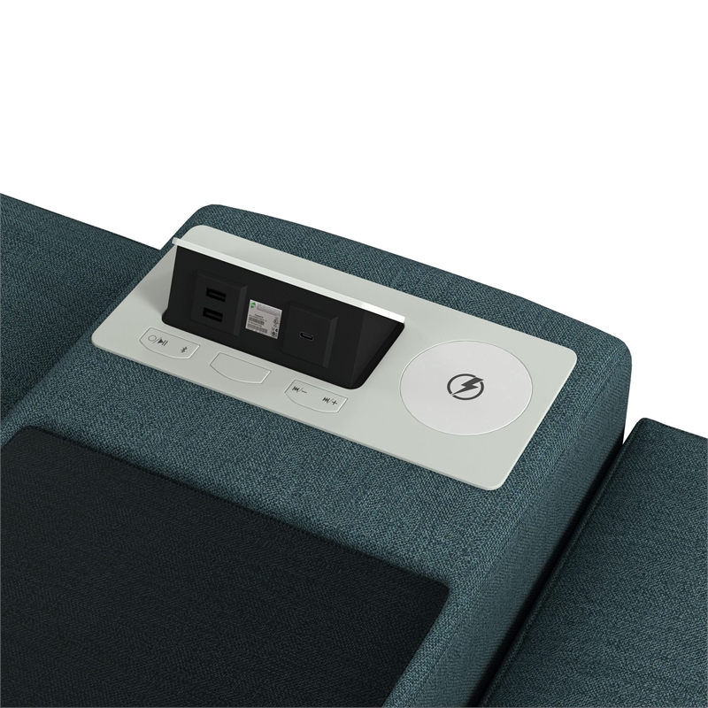 Harleigh 8PC Living Room Set in Palmer Plus Teal with Media Console