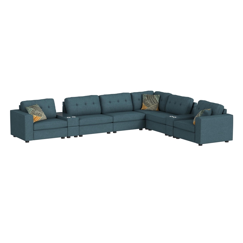 Harleigh 9PC Living Room Set in Palmer Plus Teal