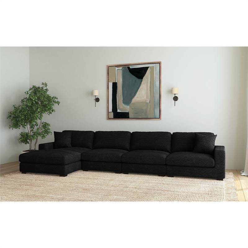 Mesa 4PC Sectional Set with LHF Chaise in Steno Black