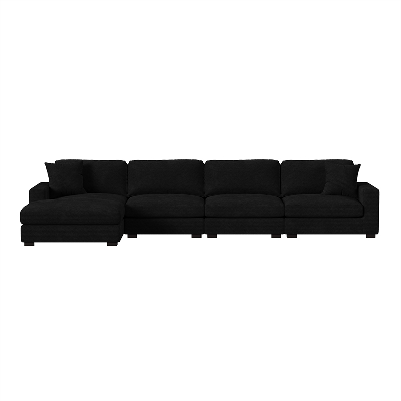 Mesa 4PC Sectional Set with LHF Chaise in Steno Black