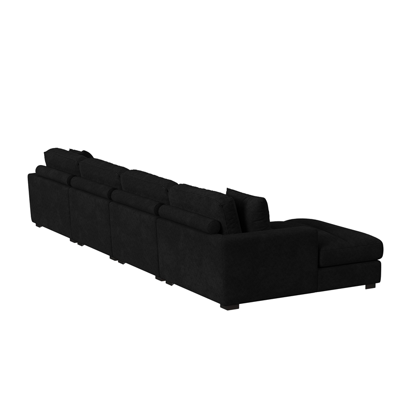 Mesa 4PC Sectional Set with LHF Chaise in Steno Black