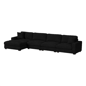 Mesa 4PC Sectional Set with LHF Chaise in Steno Black