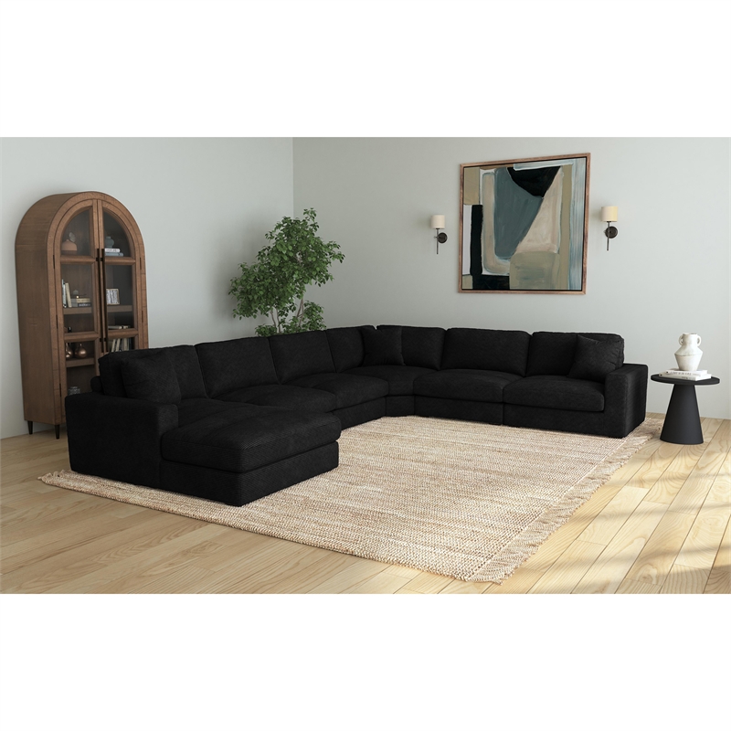 Mesa 6PC Sectional Set with LHF Chaise in Steno Black