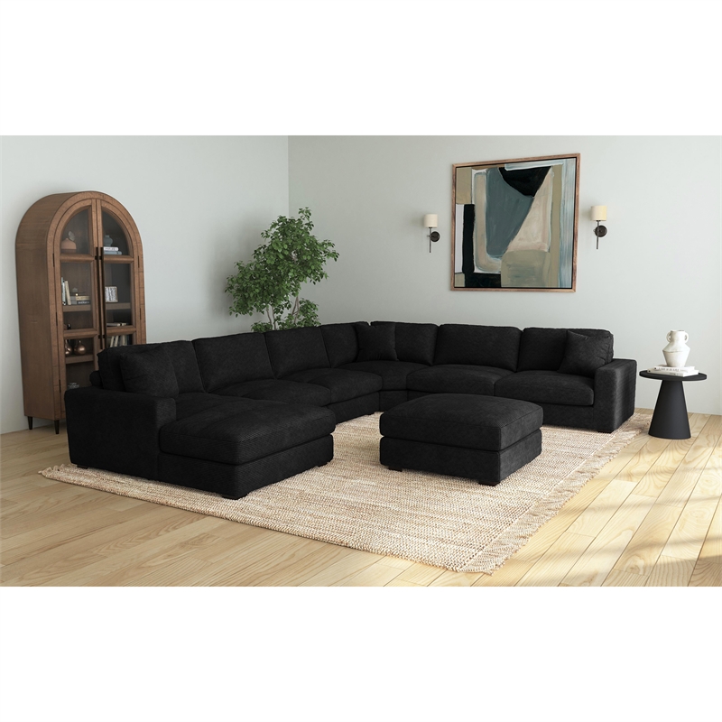 Mesa 7PC Sectional Set with LHF Chaise in Steno Black