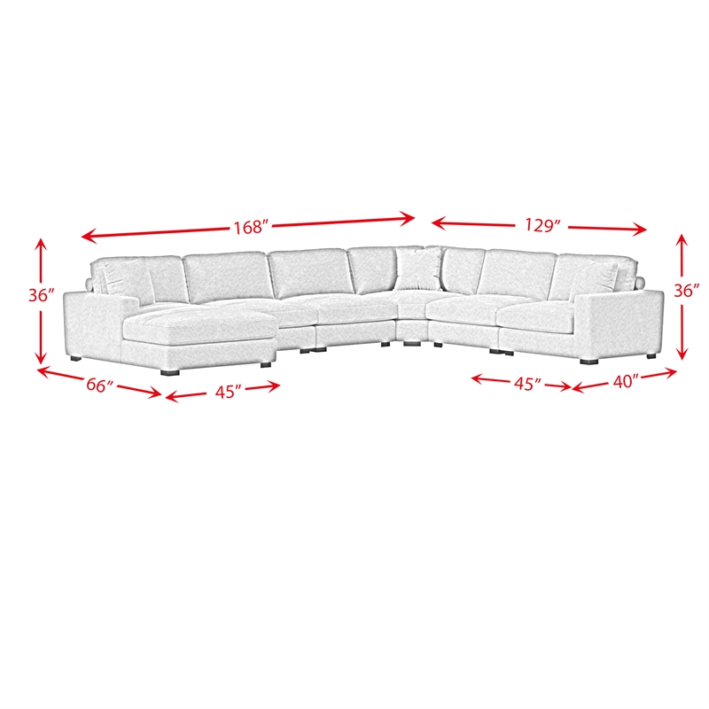 Mesa 7PC Sectional Set with LHF Chaise in Steno Black