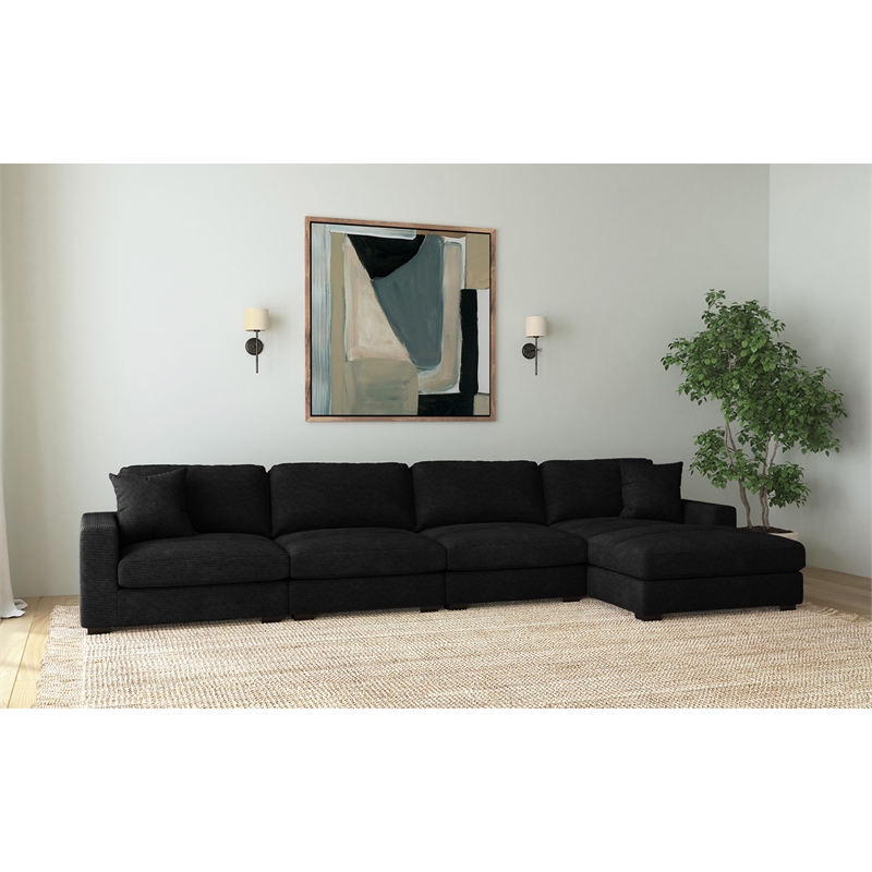 Mesa 4PC Sectional Set with RHF Chaise in Steno Black