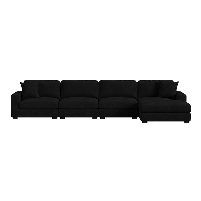 Mesa 4PC Sectional Set with RHF Chaise in Steno Black