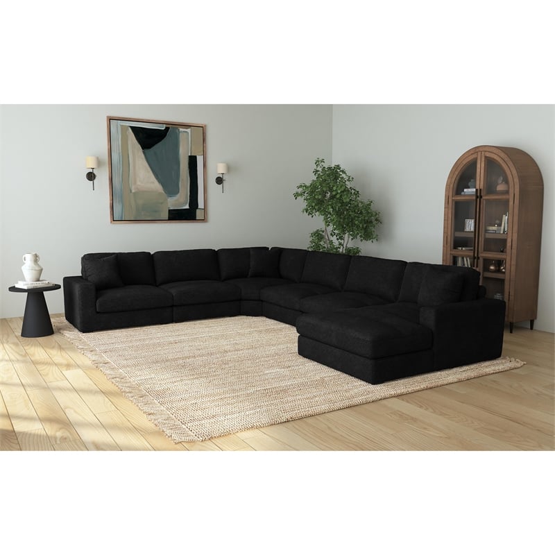 Mesa 6PC Sectional Set with RHF Chaise in Steno Black