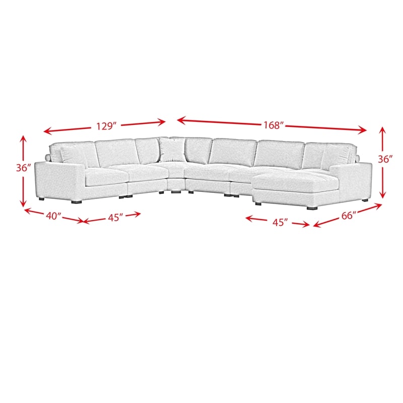 Mesa 6PC Sectional Set with RHF Chaise in Steno Black