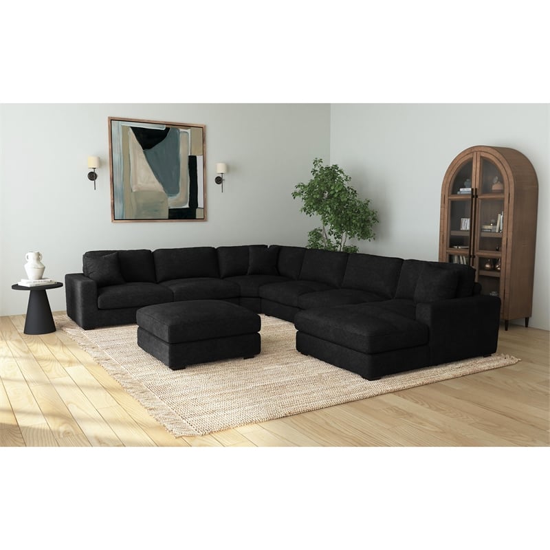Mesa 7PC Sectional Set with RHF Chaise in Steno Black