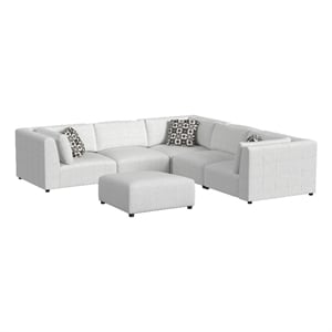 Picket House Furnishings Frida 5PC Modular Set in Olefin Beige with Ottoman