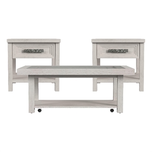 Rhiannon  3PC Occasional Table Set in Antique White Coffee Table and 2 End Table