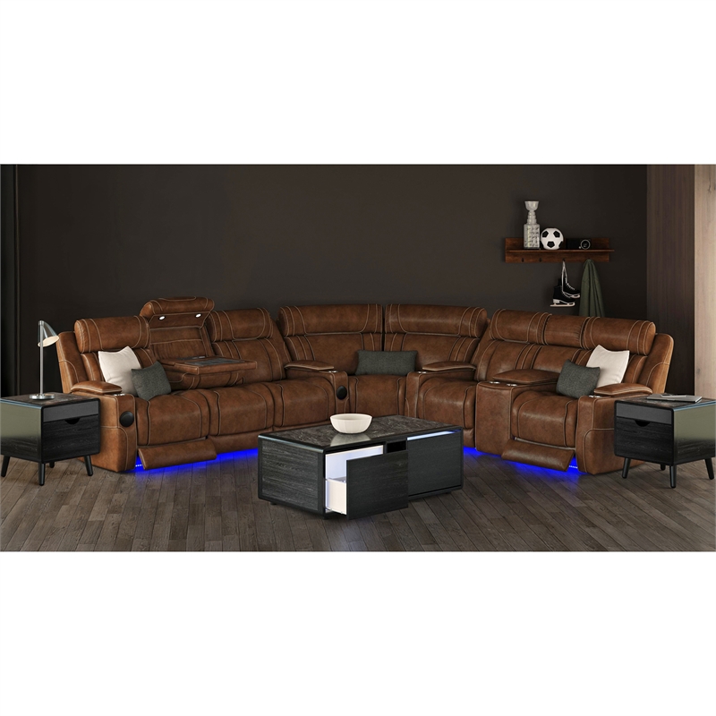 Nebula 3PC Smart Occasional Table Set in Black Smart Coffee 2 Smart End Tables