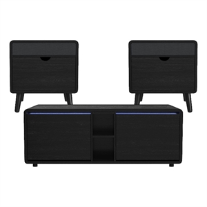 Nebula 3PC Smart Occasional Table Set in Black Smart Coffee 2 Smart End Tables