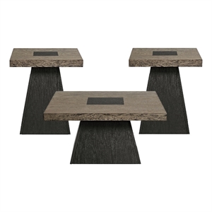 Rizzo 3PC Occasional Table Set in Grey and Dark Espresso Coffee Table 2End Table