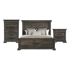 Hyde King Panel 3PC Bedroom Set in Charcoal