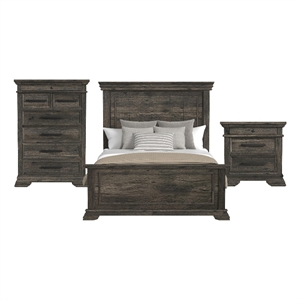Hyde Queen Panel 3PC Bedroom Set in Charcoal
